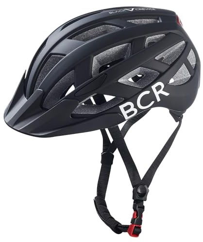 BLACK CREVICE Casco da bicicletta per adulti con luce LED dietro removibile I Casco per bici in diversi colori I Casco per uomo & donna I Casco da bici traspirante (L, Nero)