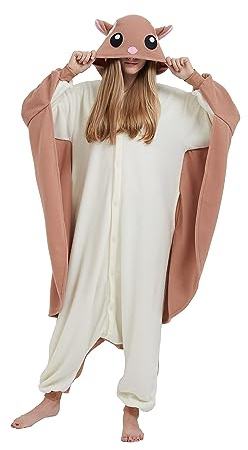 SimZoo Animal Une PièCe Pyjamas Adultes Hommes Femmes éCureuil Volant Cosplay Costume VêTements De Nuit Une PièCe Unisexe VêTements De Maison