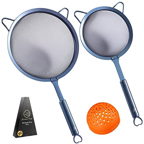 Küchensieb Edelstahl | 1x großes Nudelsieb Edelstahl + 1x kleines Sieb Edelstahl + (Extra Dosensieb) | Hochwertiges Sieb Set mit starkem Rahmen & stabilem Griff | Mehlsieb Edelstahl | Sieb Küche