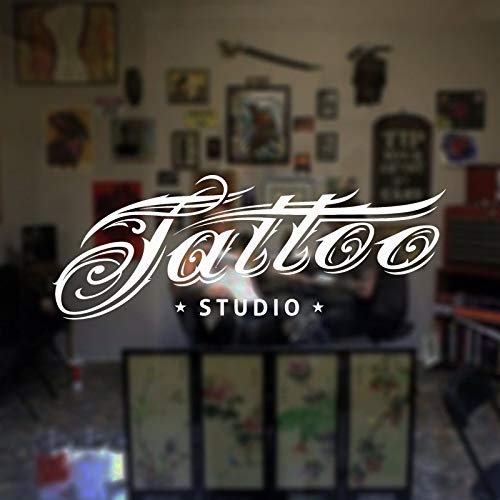 Wall Sticker Vinyl Material Sticker Tattoo Studio Shop Window Art Decoration Tattoo Studio Logo Wall Art Decals Decoration Fashion Cool Design Tattoo Detachable decoration100x38cm