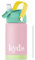 kyds® Trinkflasche Kinder, Thermo Edelstahl Wasserflasche, Auslaufsicher, mit Trinkhalm, hygienischer Klappdeckel, BPA-frei, spülmaschinenfester Deckel, Trinkflasche für Schule Sport