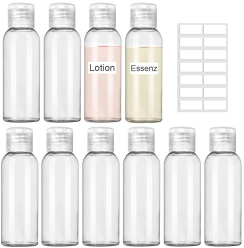 REJOECE 10 Pièces Flacon Vide Voyage,80ml Kit Voyage Avion,Bouteilles devoyage,pour Shampooings Revitalisants Lotions Bagages à Main Liquides Cosmétiques