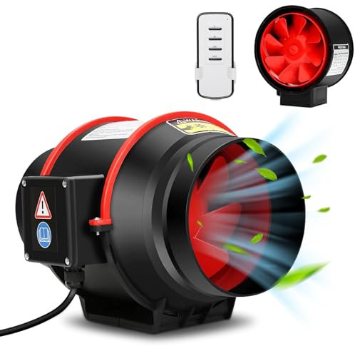 WingFly 100mm Ventilador de Extracción Ajustable 310 m³/h, Ventilador Extractor de Aire con Controlador de Velocidad Variable para Baño, Tienda de Cultivo, Garage