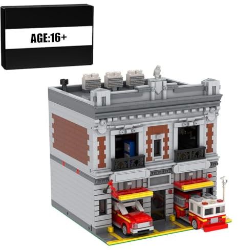 BrickCraftWorks City Street Scene Building Blocks, Modular Fire Station Assembly Toy Building Block Set Architecture Construction Toy for Teen Adult (2570PCS), A38L6KL10W1YO6J05957870