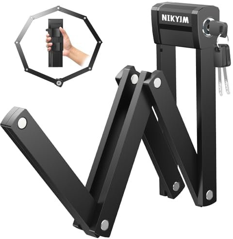 Lucchetto Bici,130 cm 8 Nodi Lucchetto Bicicletta Antifurto Pieghevole Portatile Catena Bici con Supporto e Accessori,per Bicicletta, Moto-1