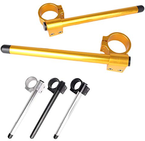 SIKUAI 7/8 Motorcycle Clip-On Fork Handlebars 52MM Fork Handle Bar Replacement For Motorcycle Universal, Gold,