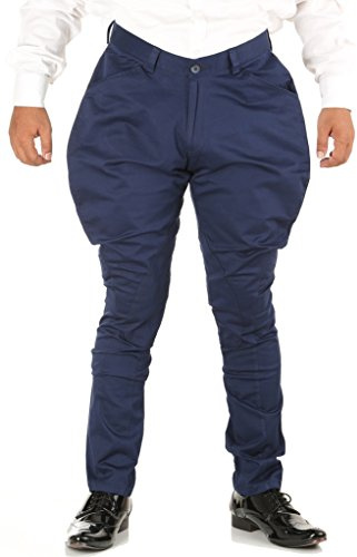 Breaktrough Men's Cotton Kneepatch Jodhpur Pants | Fashionable & Polo Baloon Pants Ethnic Trouser (Color: Blue | Size: 34)