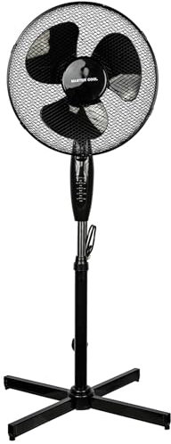 A2Z Pedestal Fan 16 Inch 3-Speed Setting Wide Angled Oscillating with Timer & LED Light - Pedestal Fans PF11627 Black