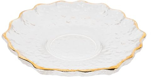 Alipis Sottobicchiere da tè in Vetro Trasparente Bordo Oro, Piattino Resistente al Calore Spesso, Sottobicchiere Decorativo per Tazze, Piccolo e Leggero per Tavoli da Pranzo