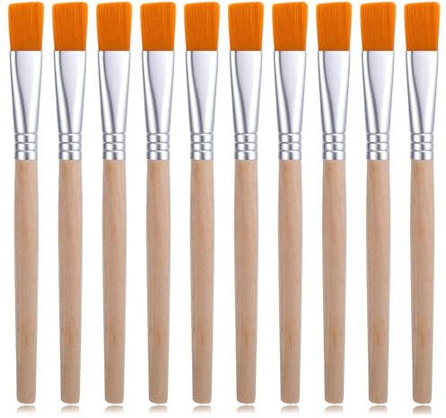10 Stück Flache Pinsel Set, Kleine Pinsel Mit Holzgriff Flache Acryl Pinsel-Acryl Pinselset Mit Nylonborsten Bastelpinsel, Kleine Künstlerpinsel Pinselmenge Für Feine Details ölmalerei Aquarell