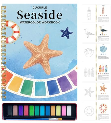 Wezalget Quaderno di acquerelli Natalizi, Libri di acquerelli per Principianti con 12 Colori, Set di Pittura con Scene Naturali Facili, Giocattolo educativo per Adulti, Ragazzi e Bambini