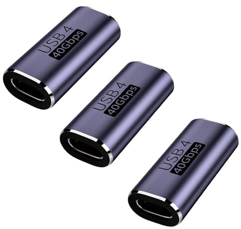 Set med 2 USB-C USB4 Thunderbolt-koppling kompatibel med bärbar dator, surfplatta, hubbskärm, docking - USB C hona till hona, 40 Gbit/s, 100 W, snabbladdning och 8K, 60 Hz video