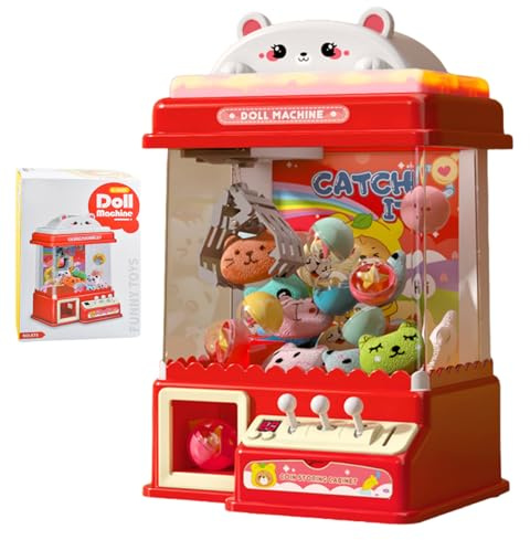 Ngbbby Macchina per Artigli a Tema Orso Carino con 10 Bambole, 10 Uova e 20, Mini Macchina per Caramelle a Doppia Alimentazione, Regali di Compleanno di Natale per Bambini