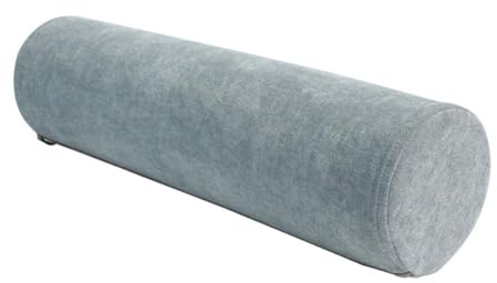 Cuscino cilindrico in memory foam, per cervicale, supporto lombare e posteriore e gambe, con fodera in ciniglia rimovibile e lavabile (grigio, 90 x 20 cm)