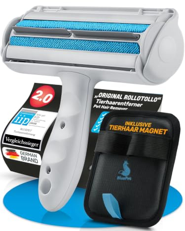 BluePet Original Tierhaarentferner inkl. Tierhaar Magnet für Kleidung I Wiederverwendbare Fusselrolle um Tierhaare, Katzenhaare, Hundehaare entfernen