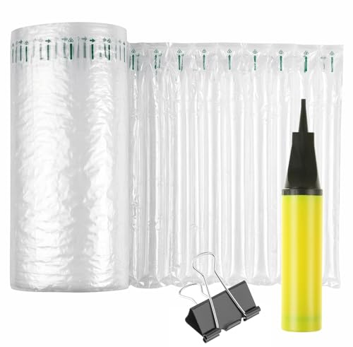 Akamino Rotolo di pellicola ammortizzante a bolle d'aria grande 30,5 cm x 40,6 m, protezione per bottiglie di vino a bolle con pompa, imballaggio resistente e forniture per lo spostamento per