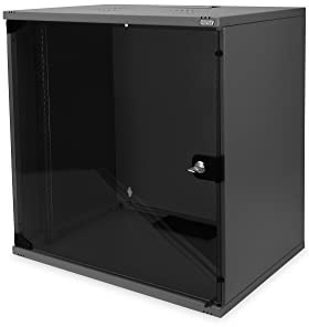 DIGITUS Armario de red, rack de 19 pulgadas 12 U, Sin montar, Montaje en pared, 400 mm de profundidad, Carga 60 kg, Puerta de cristal, Negro