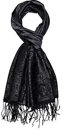Lorenzo Cana Pashmina Schal Schaltuch jacquard - gewebt Paisley Muster 70 x 180 cm Tuch Naturfaser Schwarz Grau 9331711