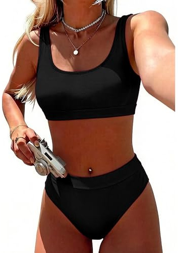 KerryKreey Two Piece Swimsuit for Women Push Up Bikini Top Tummy Control Bathing Suit High Cut 2026 Sporty Swimwear Teens
