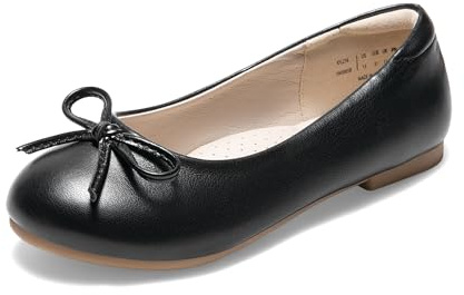 DREAM PAIRS Flickors Klädskor Balett Flats Slip-on Modebåge Blomma Flickskor för Bröllop, Skola, Fest, Födelsedag, Svart, 21 EU
