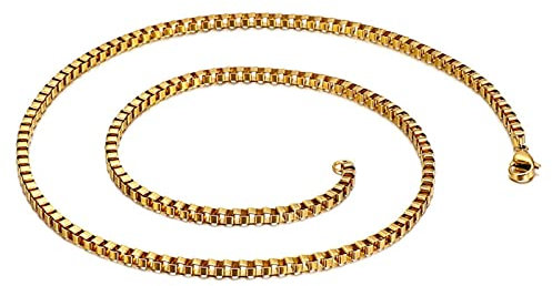 ANAZOZ Kette Edelstahl Damen 65 cm, Halskette für Anhänger Herren Venezianierkette 3mm Breit Gold