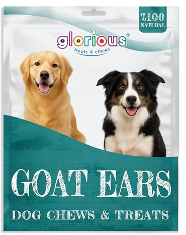 Glorious Treats and Chews – Goat Ears for Dogs, High-Protein, Single Ingredient, Air-Dried Chews for Dental Support, Easily Digestible Treat for Small, Medium & Large Breeds