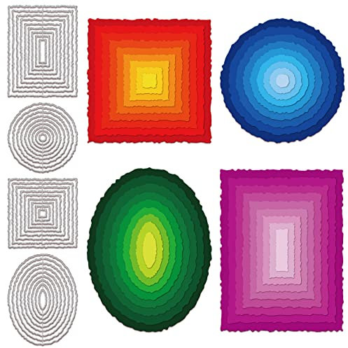 GLOBLELAND Büttenrand Rahmen Stanzformen Metall Büttenrechtecke Runder Rahmen Stanzschnitte Prägeschablonen Vorlage für die Papierkartenherstellung DIY Scrapbooking Album Basteldekor