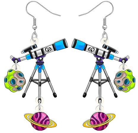 LONYOO Acryl Thema Ohrringe Baumeln Zurück zu Schule Schmuck lustig Physik Chemie Astronomie Geschenke für Lehrer Frauen Mädchen (Astronomie)