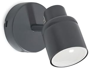 ValueLights | Single Spotlight Adjustable GU10 Wall Light/Ceiling Light IP44 Rated Bathroom Lamp Spot Light - Matt Grey | Bathroom, Home Décor Essential | Included LED Bulb | Mains Wired