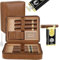 Kalolary Humidor de cigarros, Estuche portátil para Puros con humidificador, Encendedor de Puros y Cortador de Puros con Capacidad, Estuche de Viaje para Puros de Cuero de Madera de Cedro (marrón)