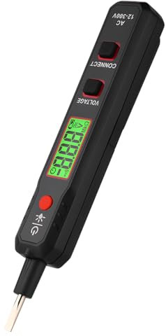 CGEAMDY Car Voltage Tester Pen, 12-300V Non-Contact Auto Electric Measuring Pen Digital Voltage Tester with LCD Display LED Flashlight Buzzer Alarm, Vehicle Accessories Universal for Truck SUV RV