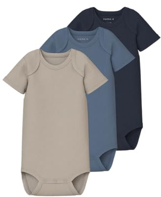 Name it baby Unisex Nbnbody 3P Ss Solid Rib Noos, China Blue, Numeric_92 (3er Pack)
