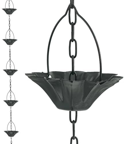 DFTDFYXYRegenkette Regenführungskette Metall Hanging Regenketten Regenfänger 3.2-26.2FT Regenwasserumleiter Outdoor-Heimdekoration Fallrohr Für Terrasse Für Dachrinne,Drainage,Traufen,2m(6.5ft)