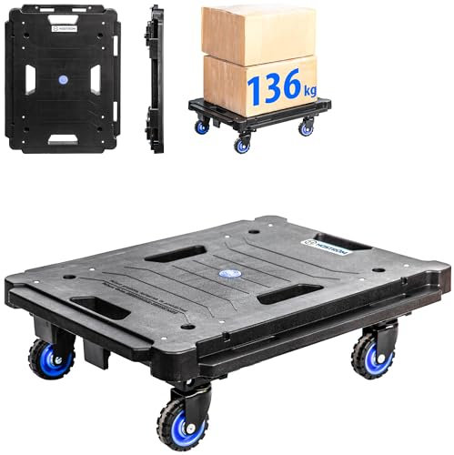HOSTROM Plateau Roulant Pliant, Chariot à roulettes, Demenagement, Deplace Meuble, 4 Roues pivotantes 360°, Charge Max. 136kg, Garantie 5 Ans