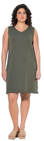 gs1 data protected company 4069787000005 Kleid, A-Linie, Jersey, V-Ausschnitt, Ärmellos NAN, Verde Oliva/Grigio, 48-50 Donna