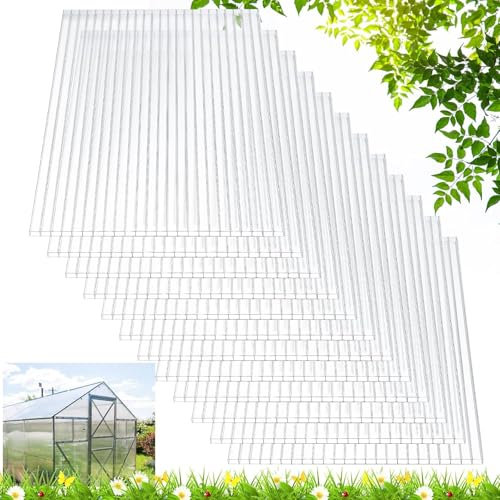 10X Gewächshausplatten Polycarbonat Hohlkammerstegplatten 6mm | Doppelstegplatten UV-beständig & bruchsicher | 7.3 m² Deckfläche | 60,5 cm x 121 cm | Ideal für Gewächshaus, Carport, Garten & Frühbeet