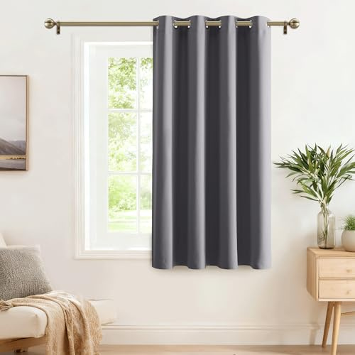 PONY DANCE Tenda Corta per Cucina Moderna Tenda Oscurante da Interno con Anelli Blackout Curtain Termica Isolante per Casa 1 Pezzo L 140 x A 145 cm, Grigio