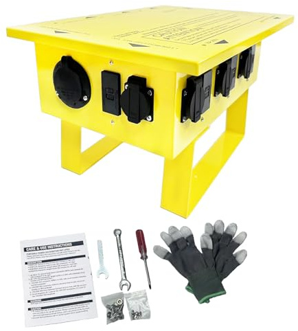 Power Distribution Box,50-Amp,125/250V,Temporary Power Box,Ideal for Temporary Power Needs