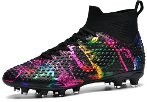 AMLCWZ ¡Fuego Flamenco Español · Falla de Lava! Zapatos de Fútbol Alto Tobillo con Tacos AG – Diseño Étnico Control Balón, Filo Rompe Aire Corta Espinas!