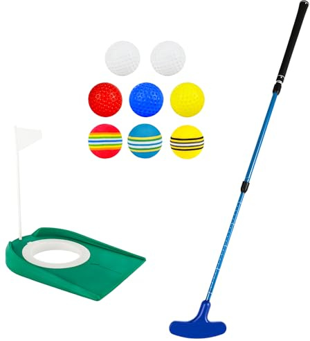 10 Pcs Adjustable Golf Putter Right or Left Handed Two-Way Mini Golf Club Putter with Golf Balls and Flag Cup for Adult Kids Beginner Training (Color Set 2)
