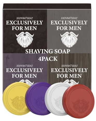 Sapone Da Barba - 4 Pezzi Portatile con Schiuma Ricca per Rasatura | Barra Idratante Da Barba | Per Baffi Del Viso Casa Bagno Viaggio Regalo Per Lui Partner Padre Nonno