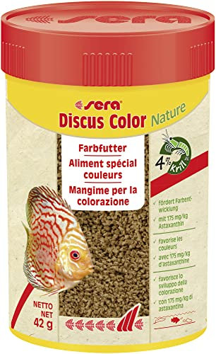 sera Discus Color Nature 100 ml (42 g) - Farbfutter für alle Diskusfische mit 175 mg/kg Astaxanthin, Futter für Diskus