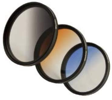 3er Verlaufsfilter Set (Blau, Grau, Orange) für Digitalkameras - Filterdurchmesser 52mm - Inkl. passendem Filtercontainer