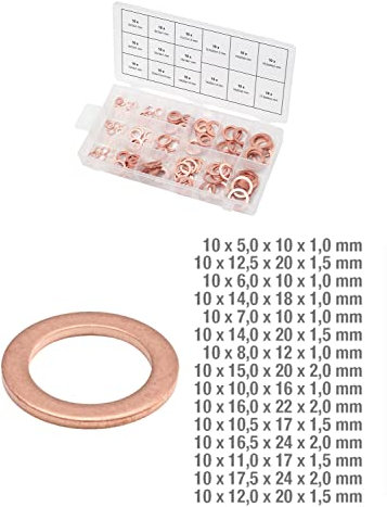 KS Tools 970.0040 Sortiment Kupfer-Dichtringe, Ø 5-17,5mm, 150-tlg.