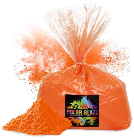 Color Blaze Holi Colored Powder - 5 lbs of Orange Powdered Color - for Fun Runs, Color Toss, Rangoli, Powder War, Backyard Party & Festivals - Pack of 1 Colorful Bag - 5 Pounds in Bulk - Orange