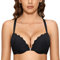 DOBREVA Women's Push Up Front Fastening Bras Racer Back Lace Padded Plunge Underwired Bra Black 36B