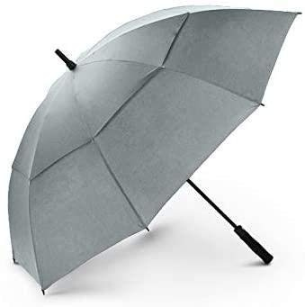 Pristine Windproof Men's Umbrella - Superstrong Frame with Double Canopy for a Dependable Windproof Golf Umbrella (Grey)