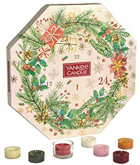 Yankee Candle Advent Calendar Wreath | Christmas Scented Candles Gift Set | 24 Tea Lights & 1 Holder | Magical Christmas Morning Collection