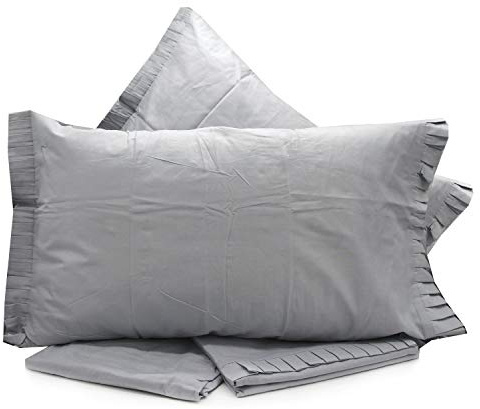 Laura Biagiotti – Completo Letto Matrimoniale con Volant, 100% Cotone, Tinta Unita, 4 Pezzi con 2 Federe – Art. Euforia, Grigio