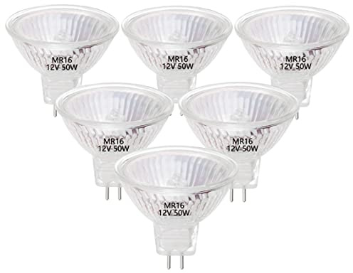 VINBE MR16 Halogen Light Bulbs, 50W 12V MR16 GU5.3 Halogen Spot Bulbs Lamp, Warm White,Pack of 6